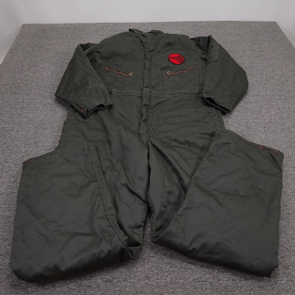 Vintage Flight-Master Coveralls Mens XL Long Green Canvas Insulated Workwear USA